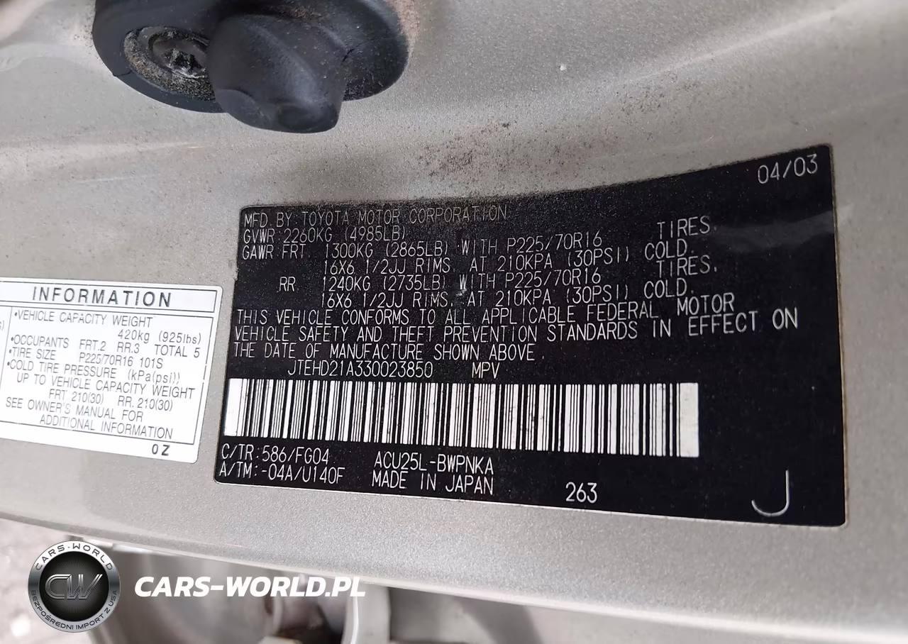 2003 Toyota Highlander VIN:JTEHD21A330023850 - 9