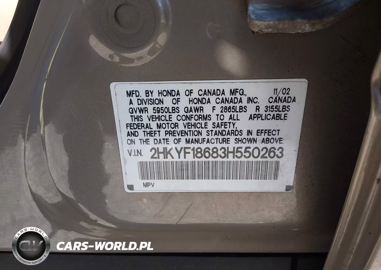 2003 Honda Pilot Ex-L VIN:2HKYF18683H550263 - 9