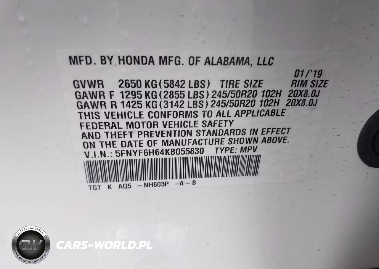 2019 Honda Pilot Touring VIN:5FNYF6H64KB055830 - 9