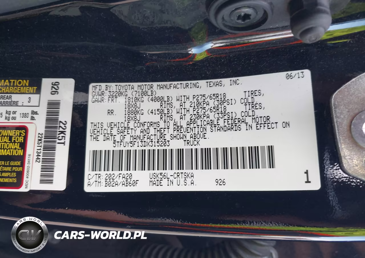 2013 Toyota Tundra Grade 5.7L V8 VIN:5TFUY5F13DX315203 - 9