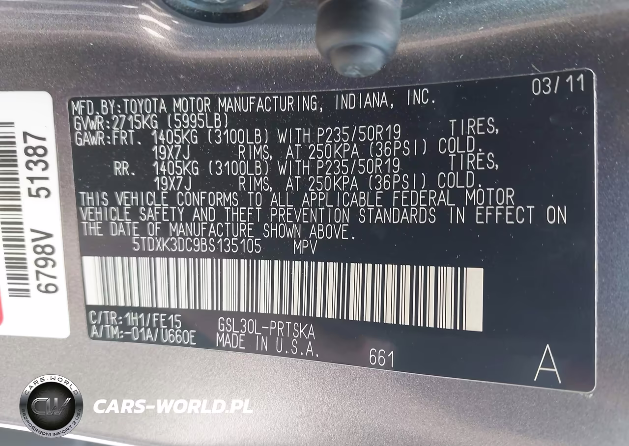 2011 Toyota Sienna Se VIN:5TDXK3DC9BS135105 - 9