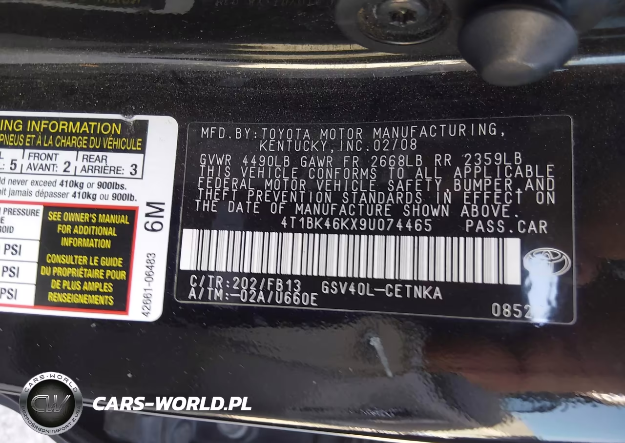 2009 Toyota Camry Le V6 VIN:4T1BK46KX9U074465 - 9