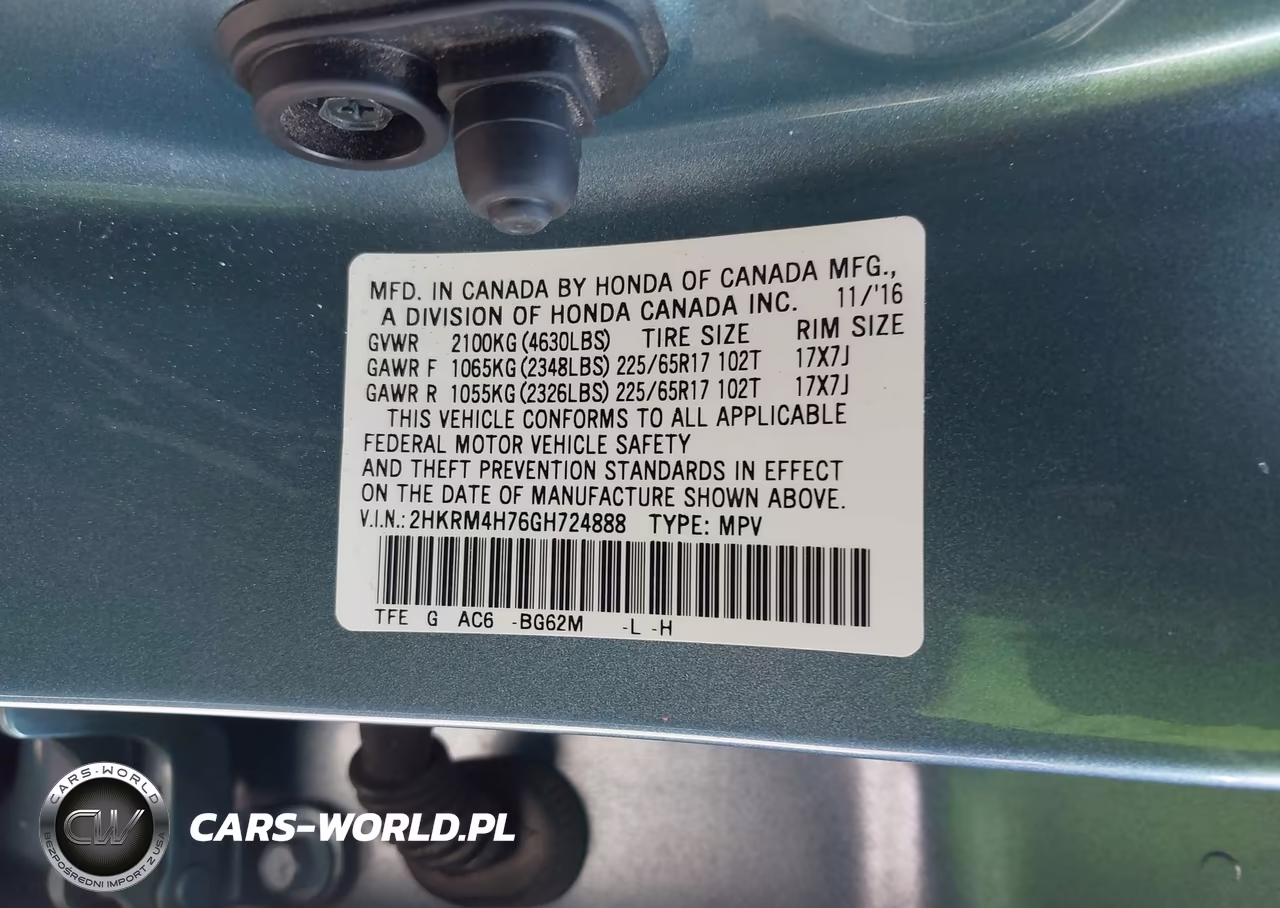 2016 Honda Cr-V Exl VIN:2HKRM4H76GH724888 - 9