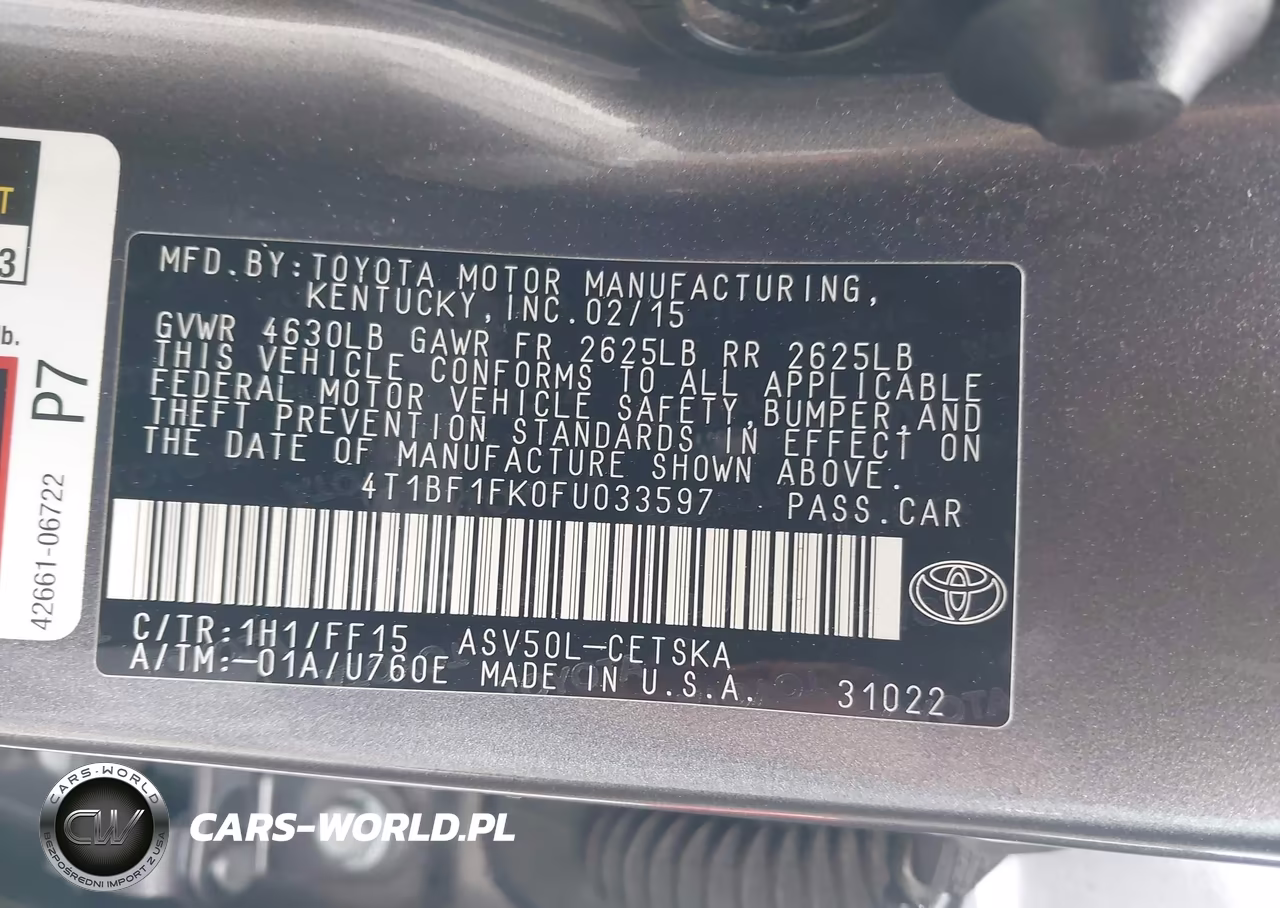 2015 Toyota Camry Se VIN:4T1BF1FK0FU033597 - 9