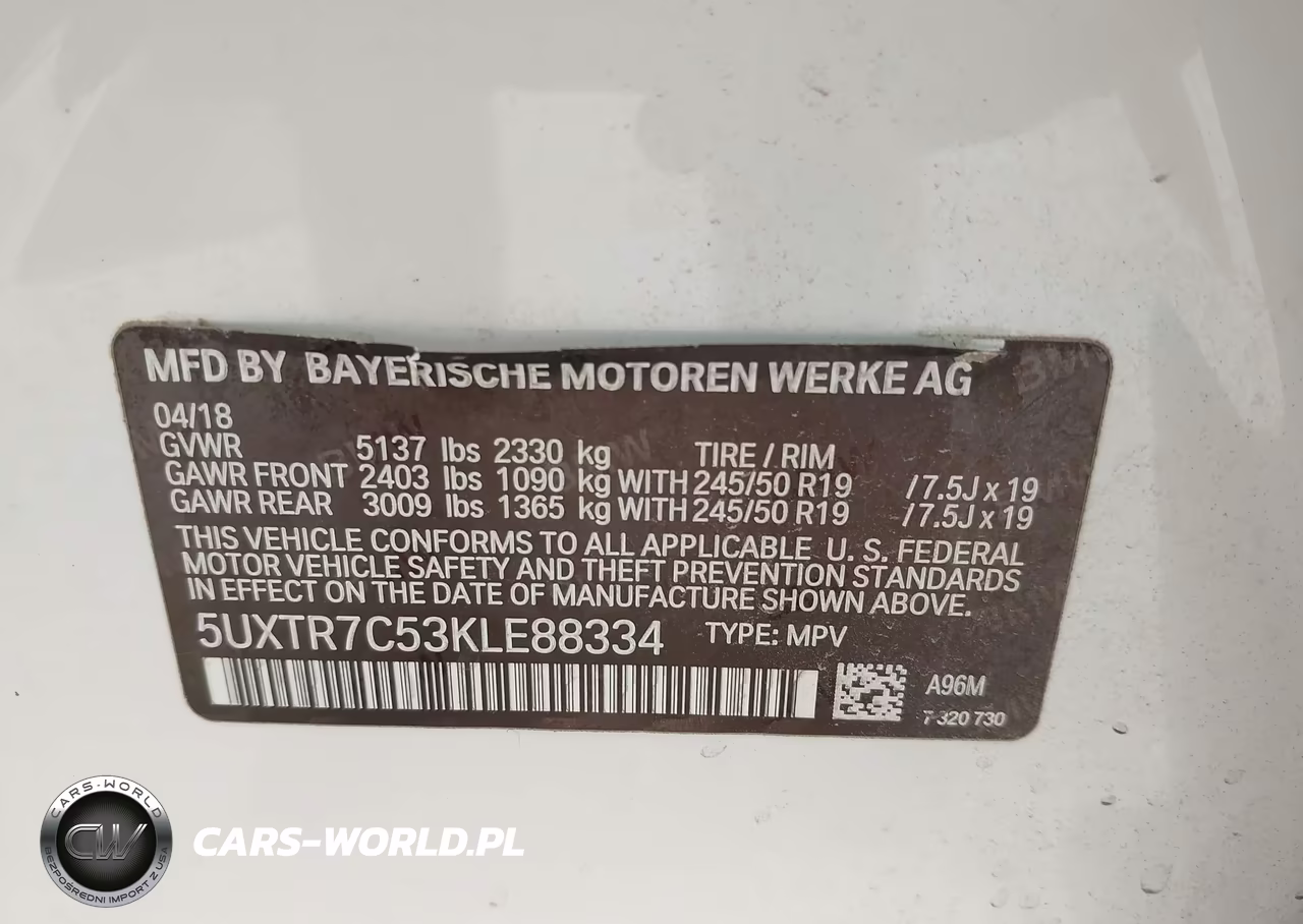 2019 BMW X3 Sdrive30I VIN:5UXTR7C53KLE88334 - 9