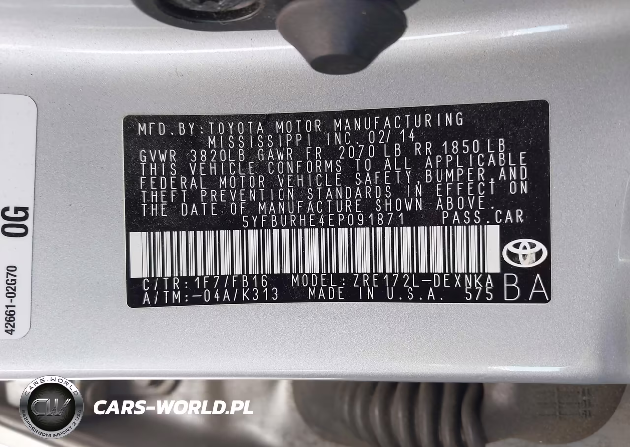 2014 Toyota Corolla Le VIN:5YFBURHE4EP091871 - 9