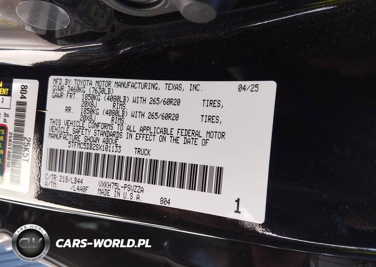 2025 Toyota Tundra VIN:5TFMC5D25X101133 - 9