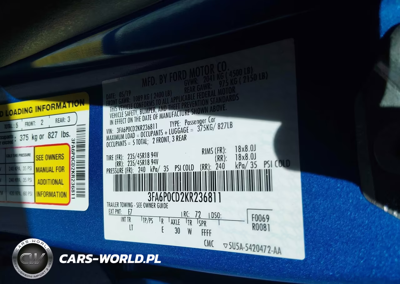 2019 Ford Fusion Sel VIN:3FA6P0CD2KR236811 - 9
