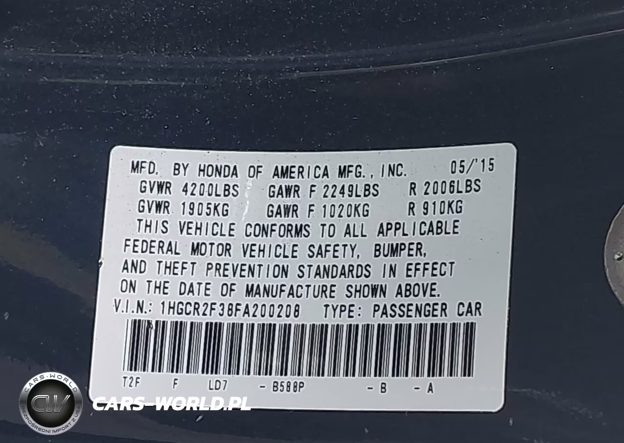2015 Honda Accord Lx VIN:1HGCR2F38FA200208 - 9