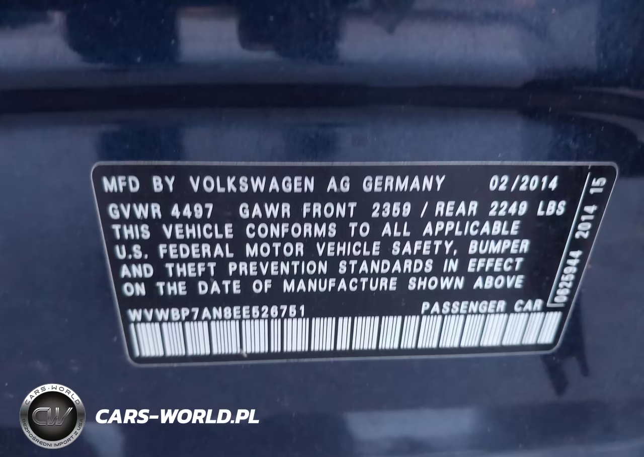2014 Volkswagen Cc 2.0T Sport VIN:WVWBP7AN8EE526751 - 9