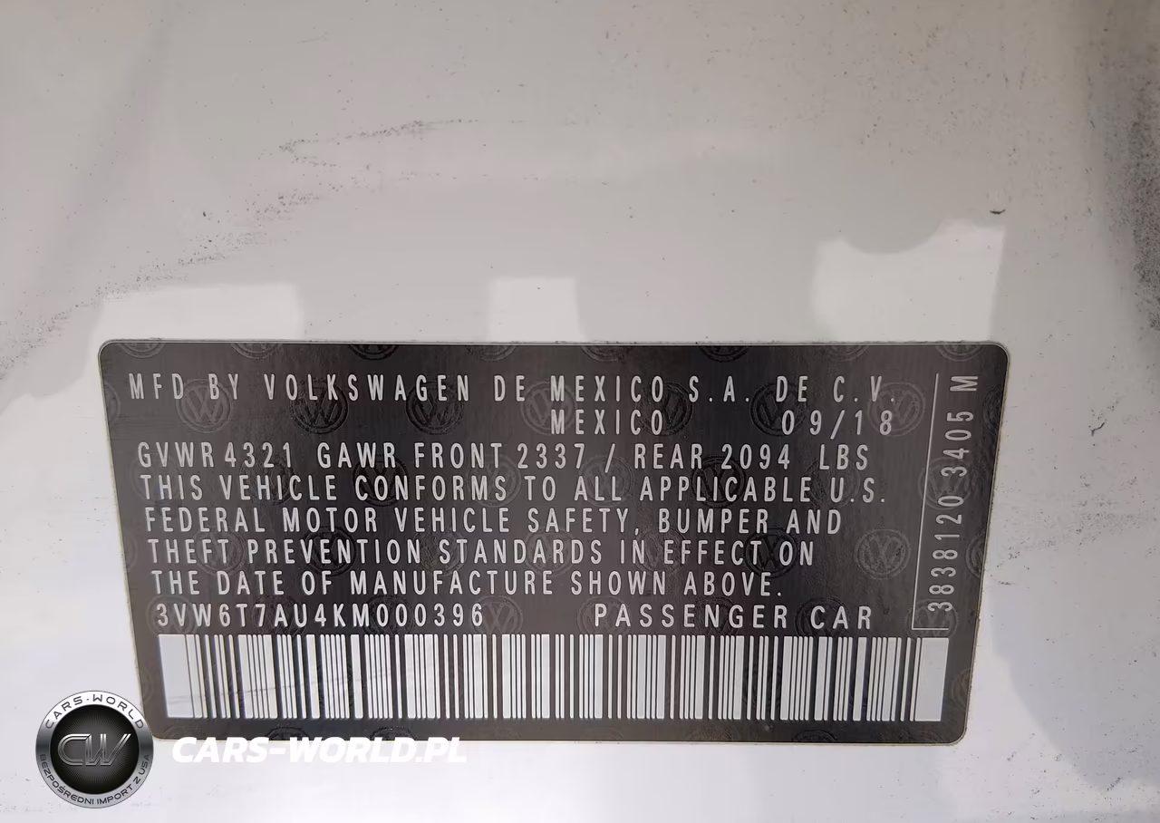 2019 Volkswagen Golf Gti VIN:3VW6T7AU4KM000396 - 9