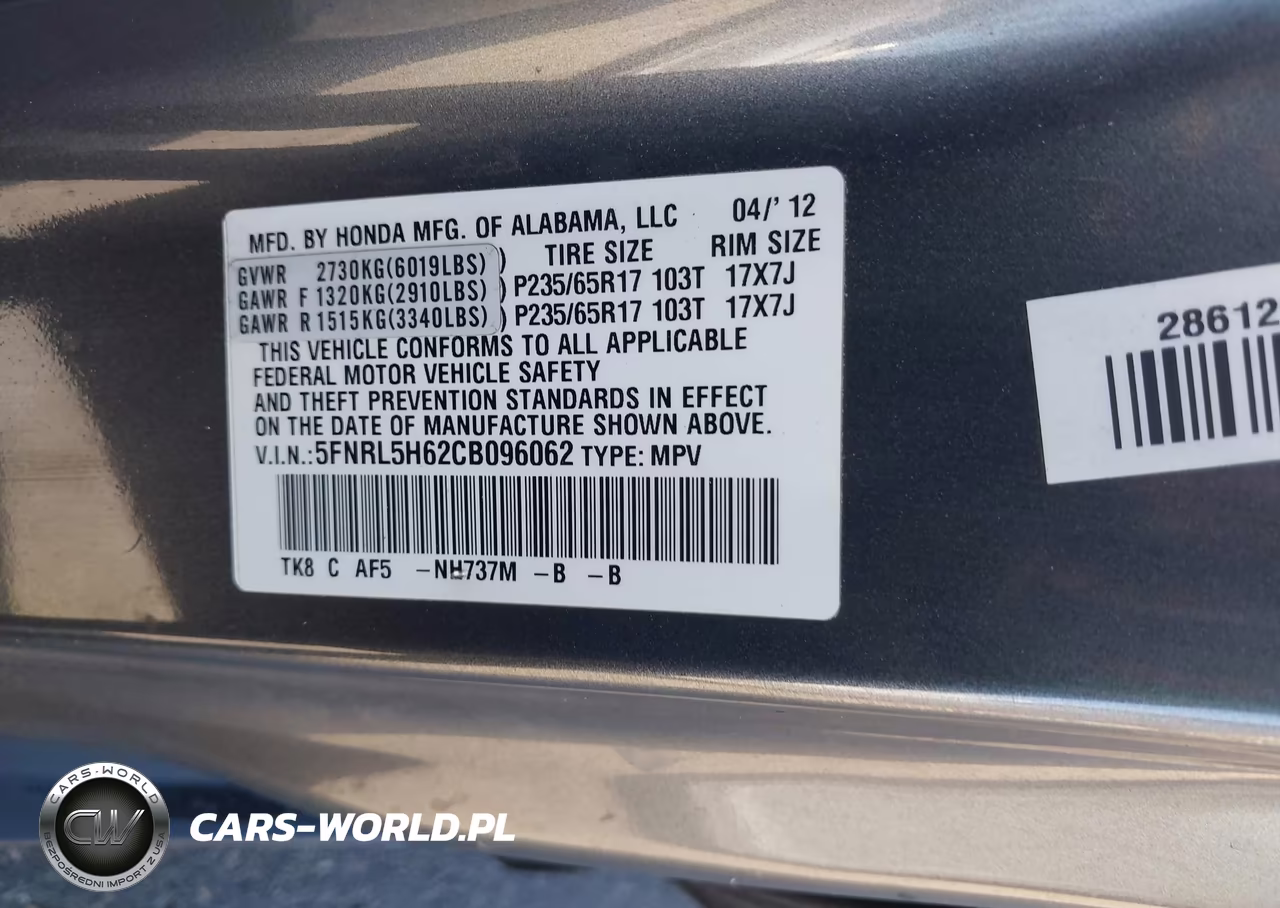 2012 Honda Odyssey Ex-L VIN:5FNRL5H62CB096062 - 9