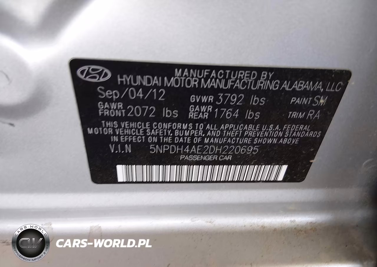 2013 Hyundai Elantra Gls VIN:5NPDH4AE2DH220695 - 9