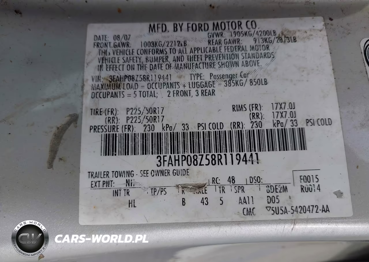 2008 Ford Fusion Sel VIN:3FAHP08Z58R119441 - 9
