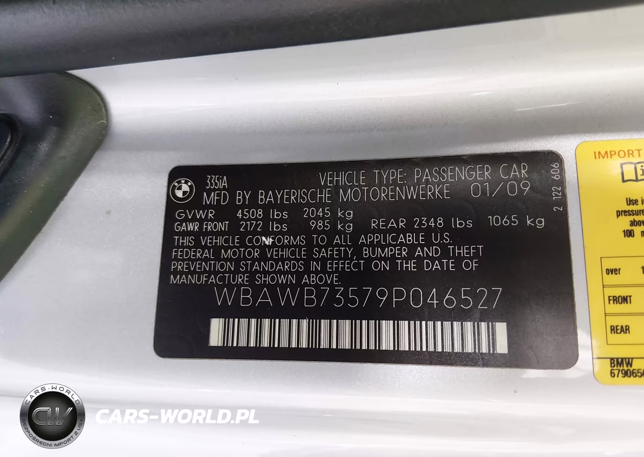 2009 BMW 3 Series 335I VIN:WBAWB73579P046527 - 9