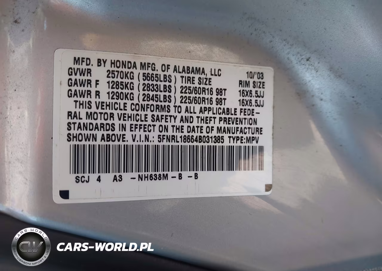 2004 Honda Odyssey Ex VIN:5FNRL18664B031385 - 9