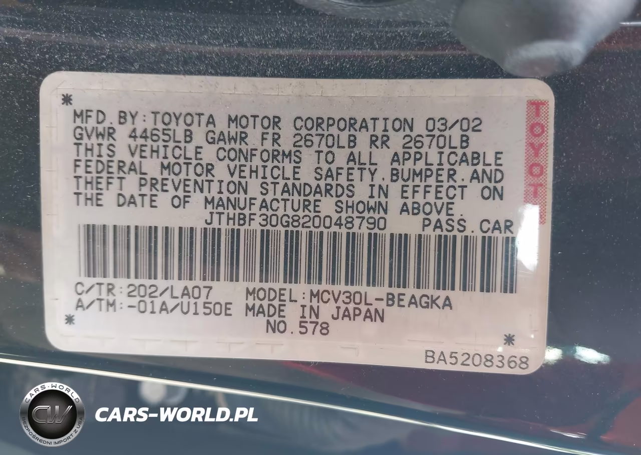 2002 Lexus Es 300 VIN:JTHBF30G820048790 - 9