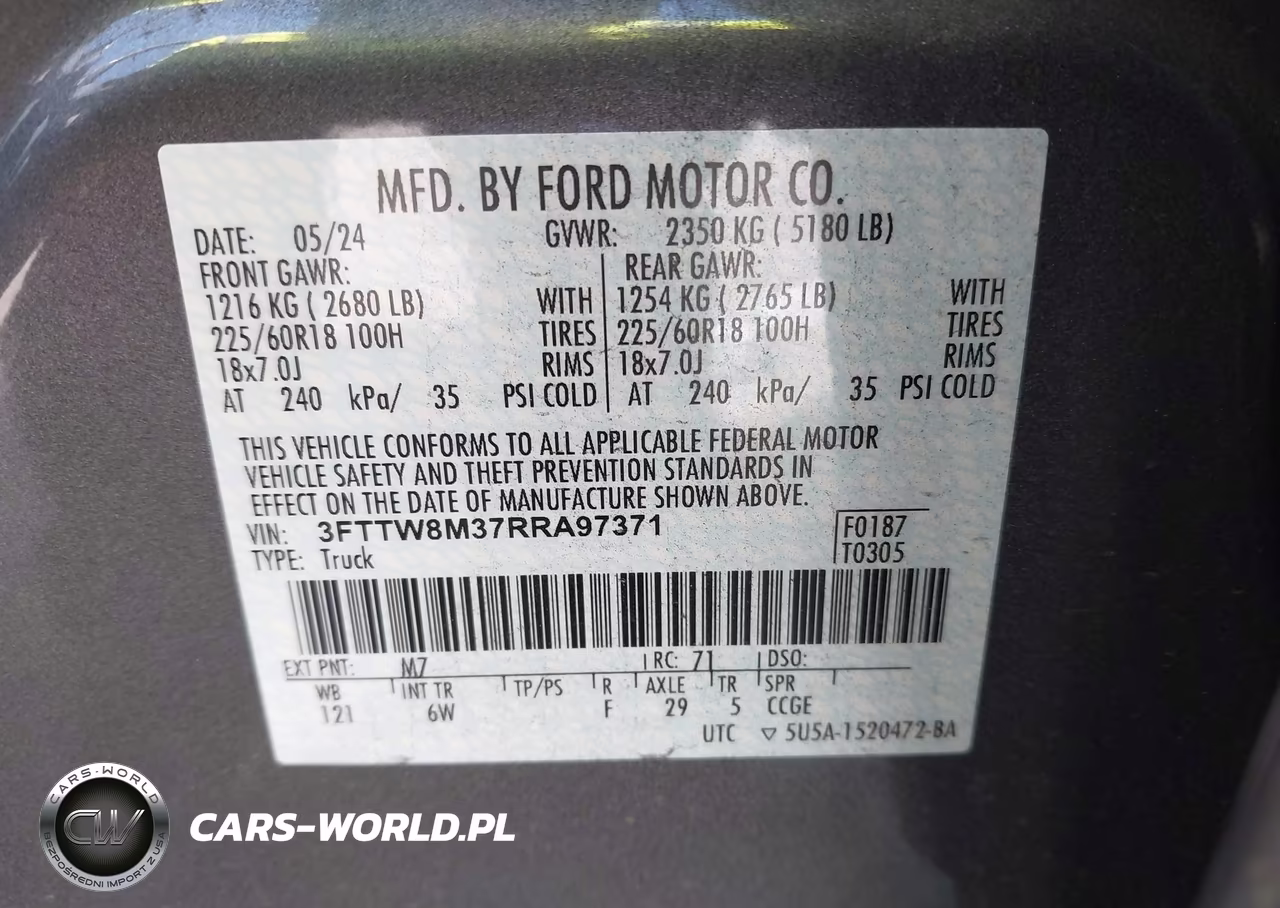 2024 Ford Maverick Lariat VIN:3FTTW8M37RRA97371 - 9