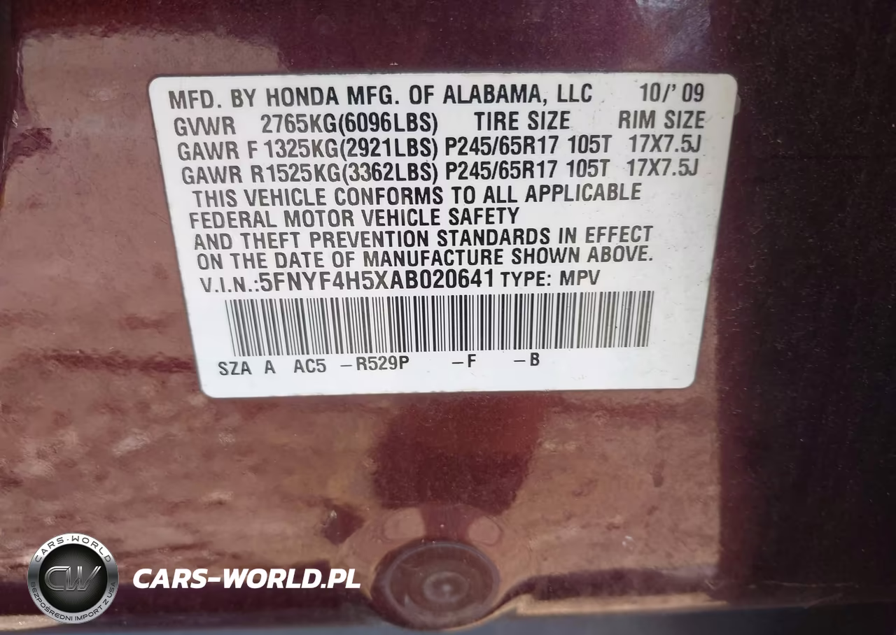 2010 Honda Pilot Ex-L VIN:5FNYF4H5XAB020641 - 9