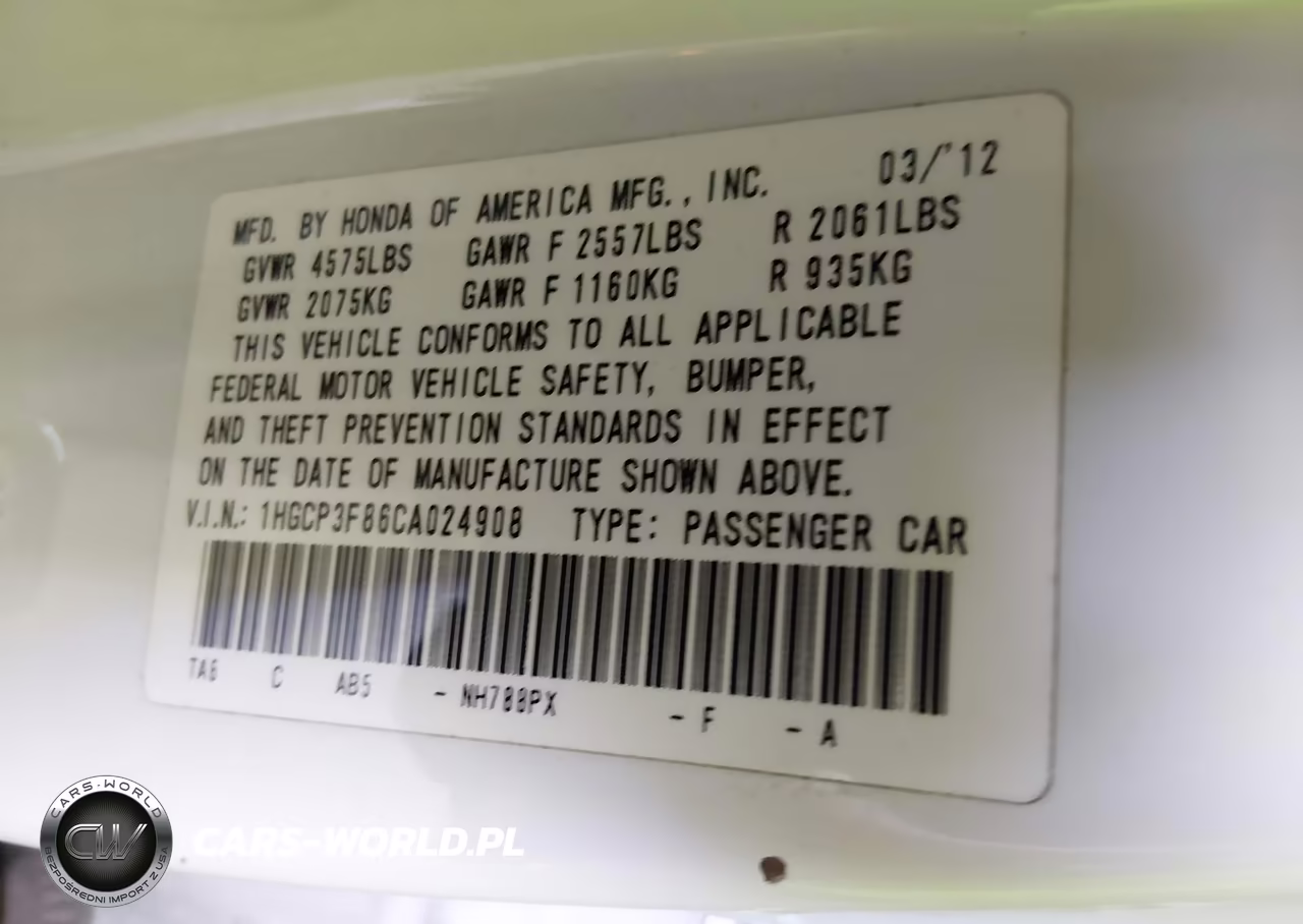 2012 Honda Accord 3.5 Ex-L VIN:1HGCP3F86CA024908 - 9
