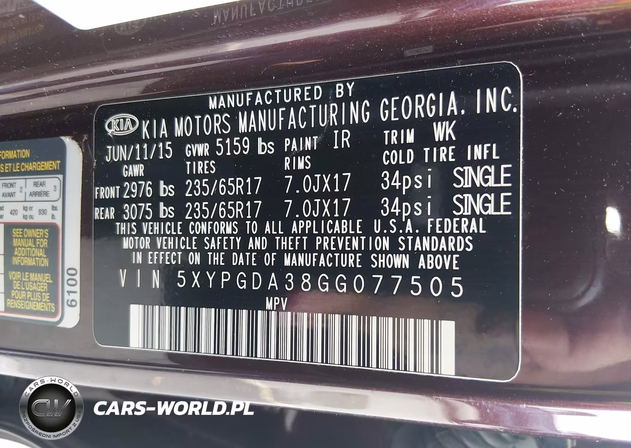 2016 Kia Sorento 2.4L Lx VIN:5XYPGDA38GG077505 - 9
