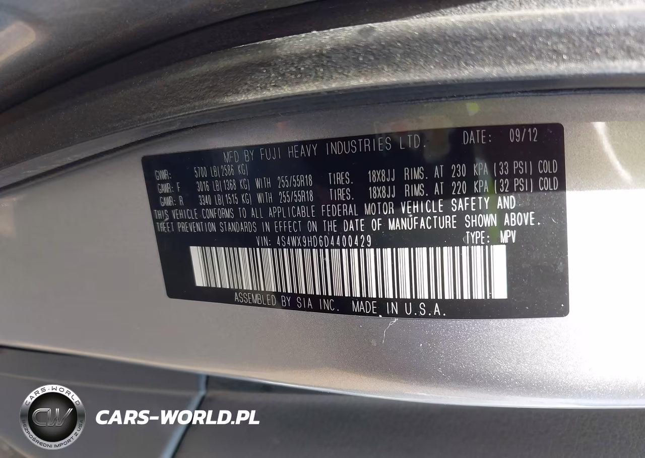 2013 Subaru Tribeca 3.6R Limited VIN:4S4WX9HD6D4400429 - 9