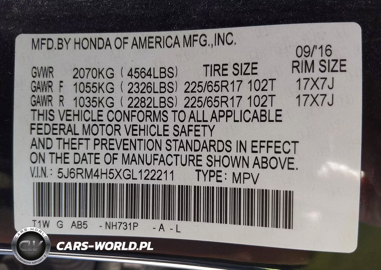 2016 Honda Cr-V Ex VIN:5J6RM4H5XGL122211 - 9