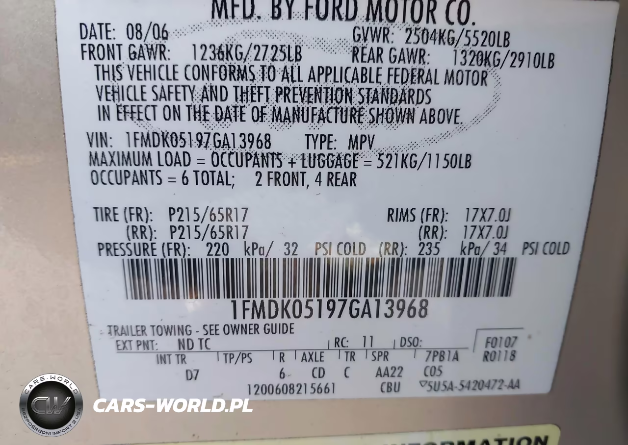 2007 Ford Freestyle Sel VIN:1FMDK05197GA13968 - 9