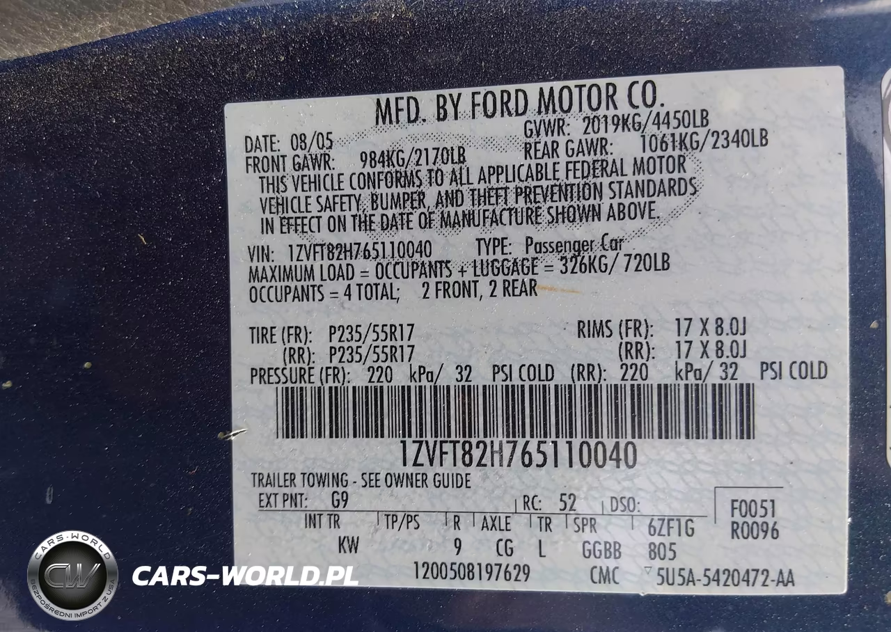 2006 Ford Mustang Gt VIN:1ZVFT82H765110040 - 9