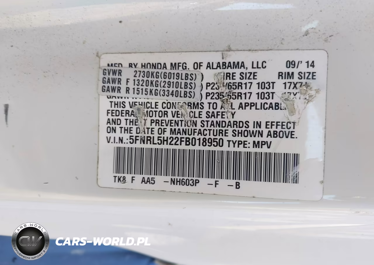 2015 Honda Odyssey Lx VIN:5FNRL5H22FB018950 - 9