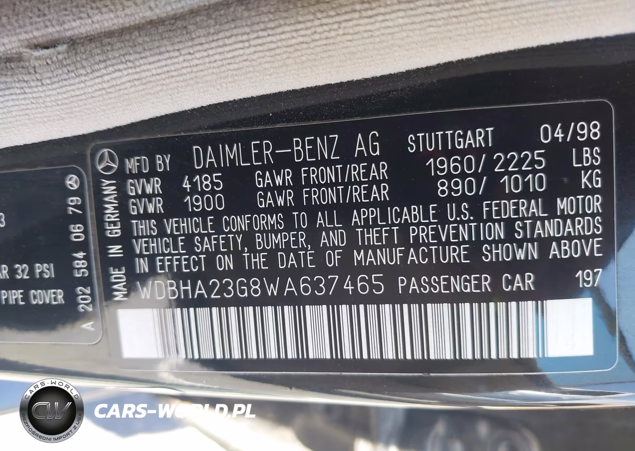 1998 Mercedes-Benz C 230 VIN:WDBHA23G8WA637465 - 9