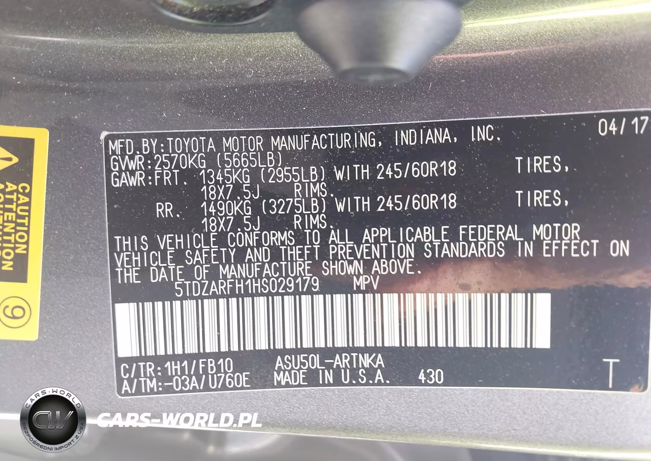 2017 Toyota Highlander Le VIN:5TDZARFH1HS029179 - 9