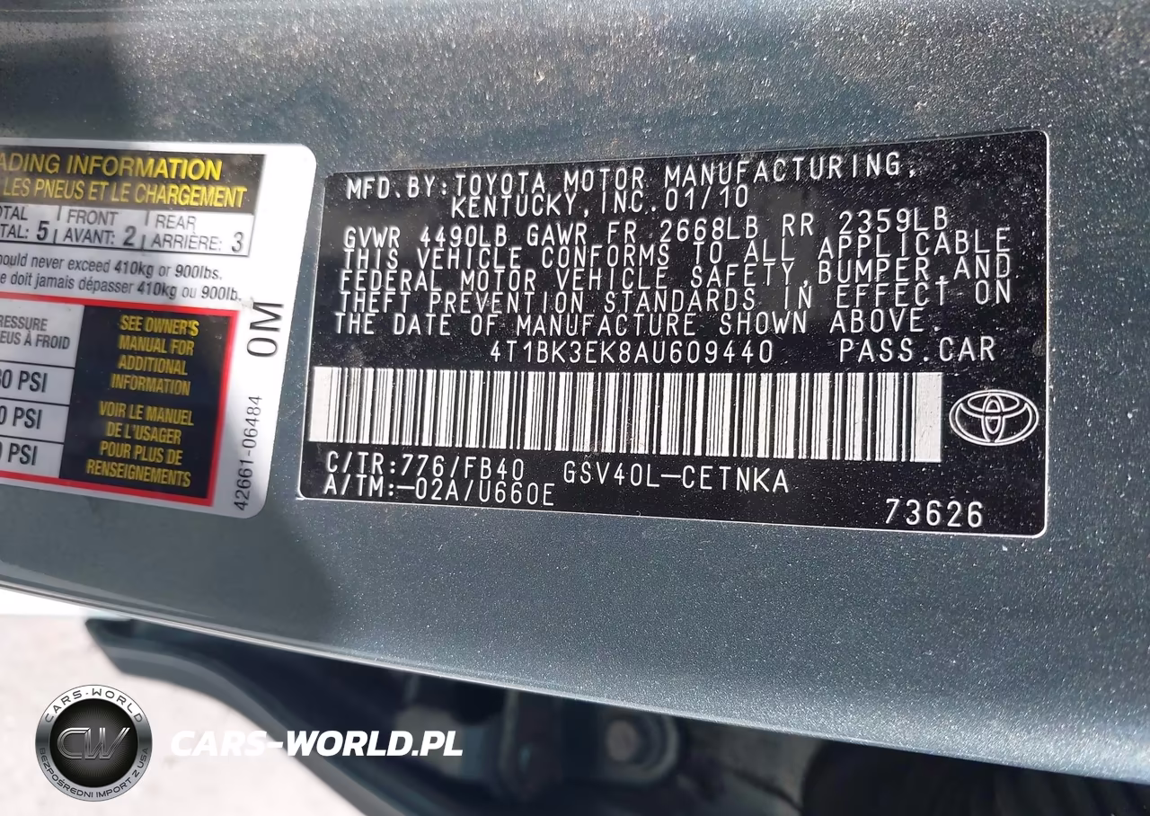 2010 Toyota Camry Le V6 VIN:4T1BK3EK8AU609440 - 9