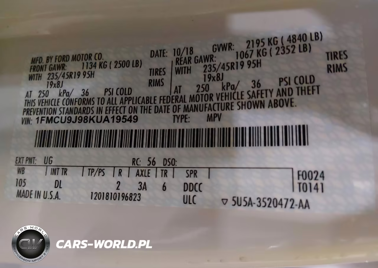 2019 Ford Escape Titanium VIN:1FMCU9J98KUA19549 - 9