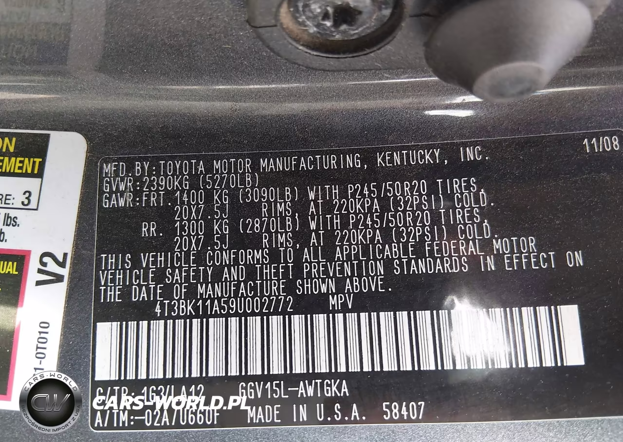 2009 Toyota Venza Base V6 VIN:4T3BK11A59U002772 - 9