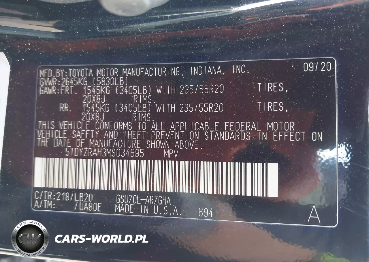 2021 Toyota Highlander Limited VIN:5TDYZRAH3MS034695 - 9