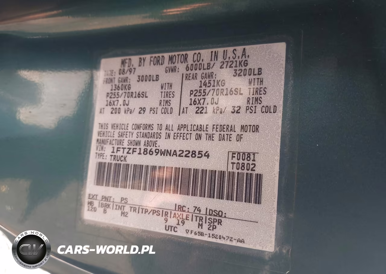 1998 Ford F-150 Lariat-Standard-Xl-Xlt VIN:1FTZF1869WNA22854 - 9