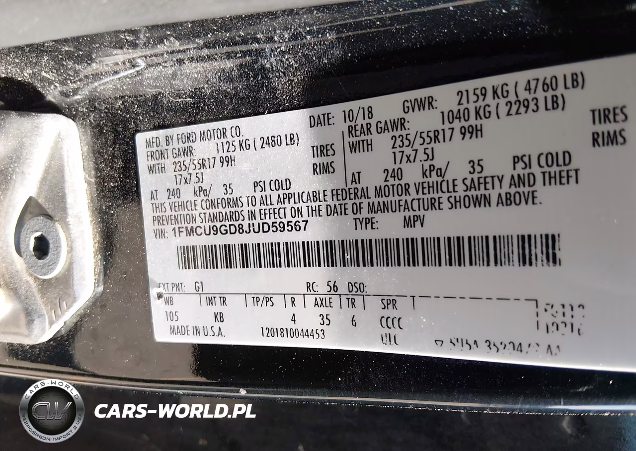 2018 Ford Escape Se VIN:1FMCU9GD8JUD59567 - 9