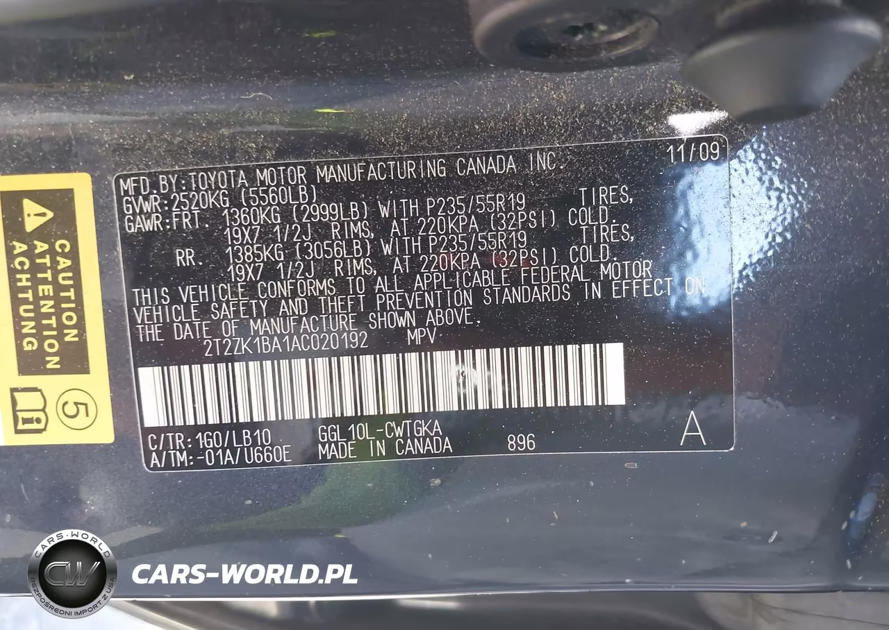 2010 Lexus Rx 350 VIN:2T2ZK1BA1AC020192 - 9