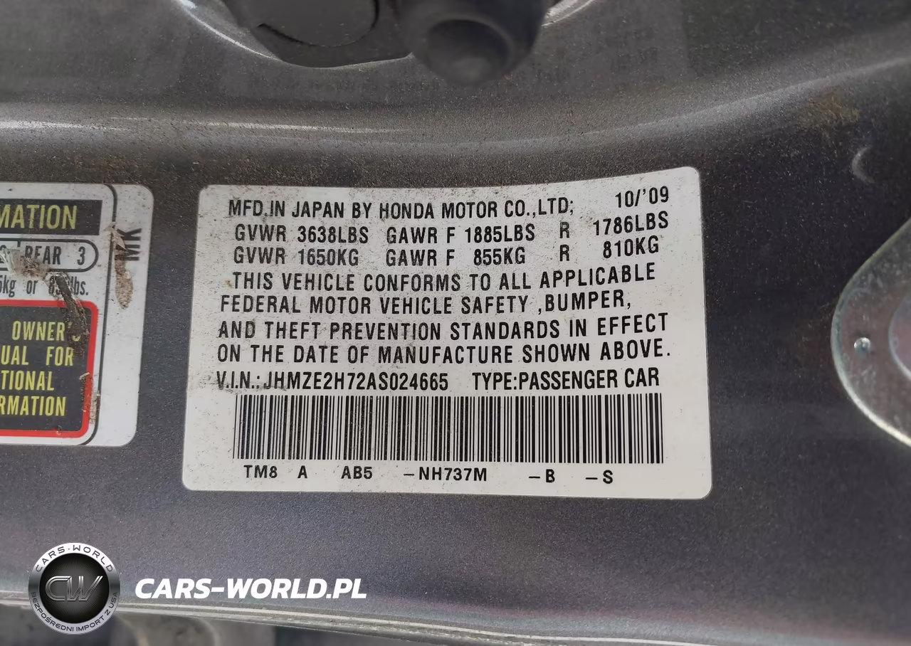2010 Honda Insight Ex VIN:JHMZE2H72AS024665 - 9