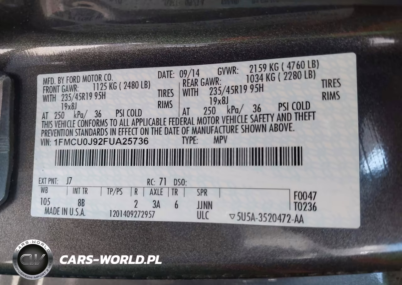 2015 Ford Escape Titanium VIN:1FMCU0J92FUA25736 - 9