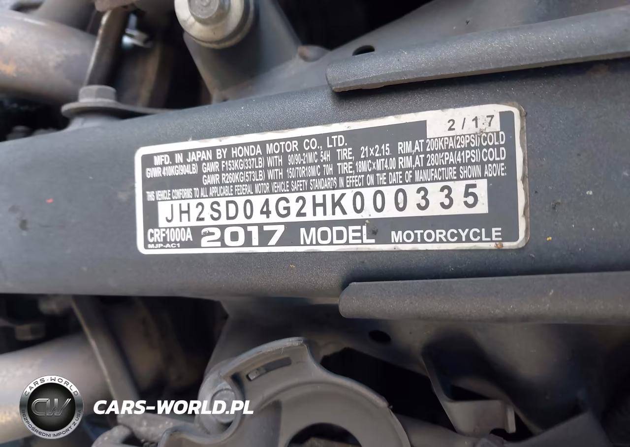 2017 Honda Crf1000 VIN:JH2SD04G2HK000335 - 10