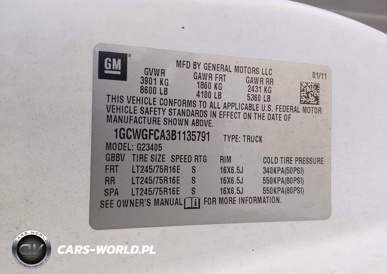 2011 Chevrolet Express 2500 Work Van VIN:1GCWGFCA3B1135791 - 9