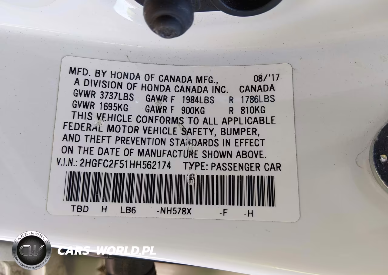2017 Honda Civic Lx VIN:2HGFC2F51HH562174 - 9