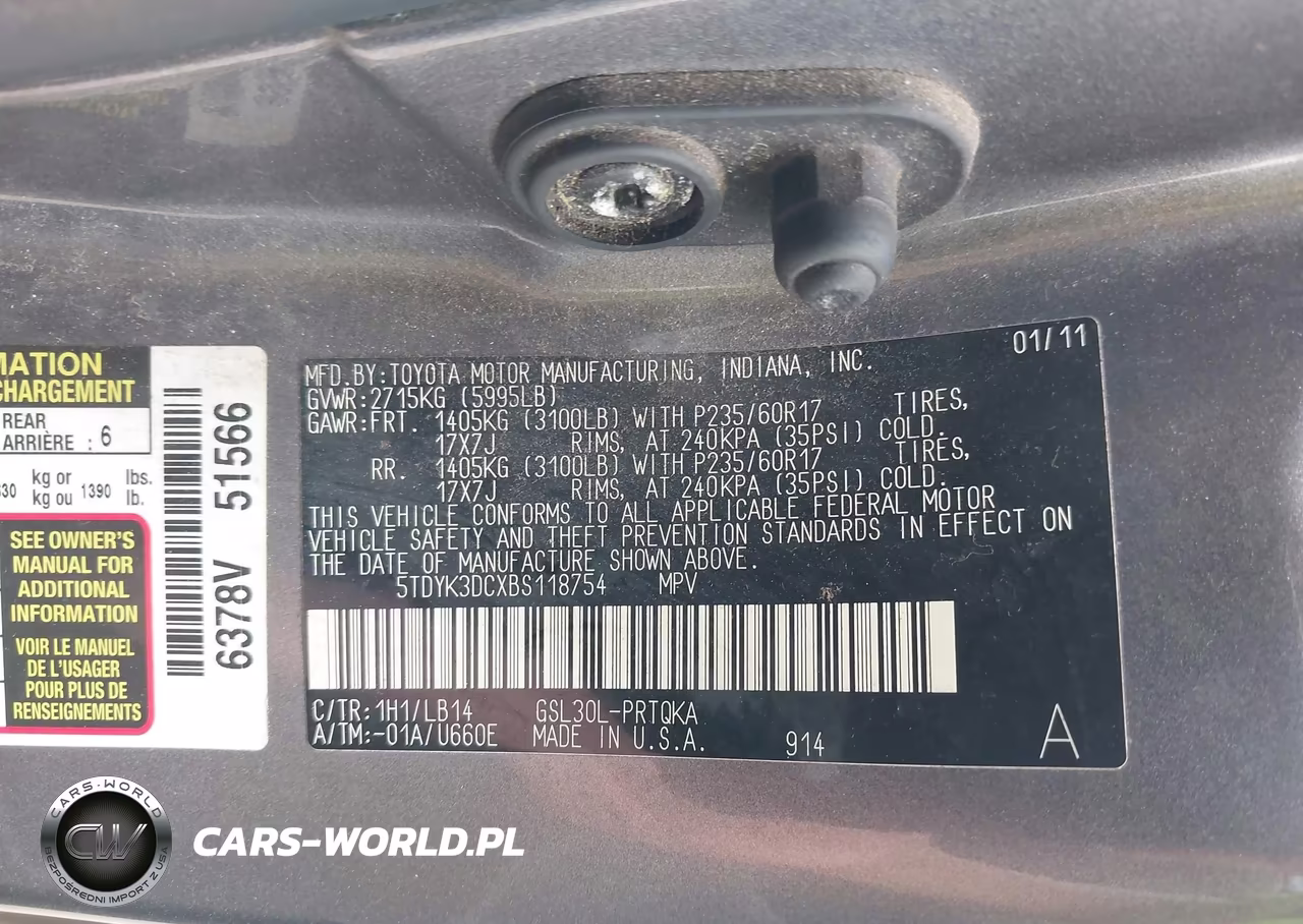 2011 Toyota Sienna Xle V6 VIN:5TDYK3DCXBS118754 - 9