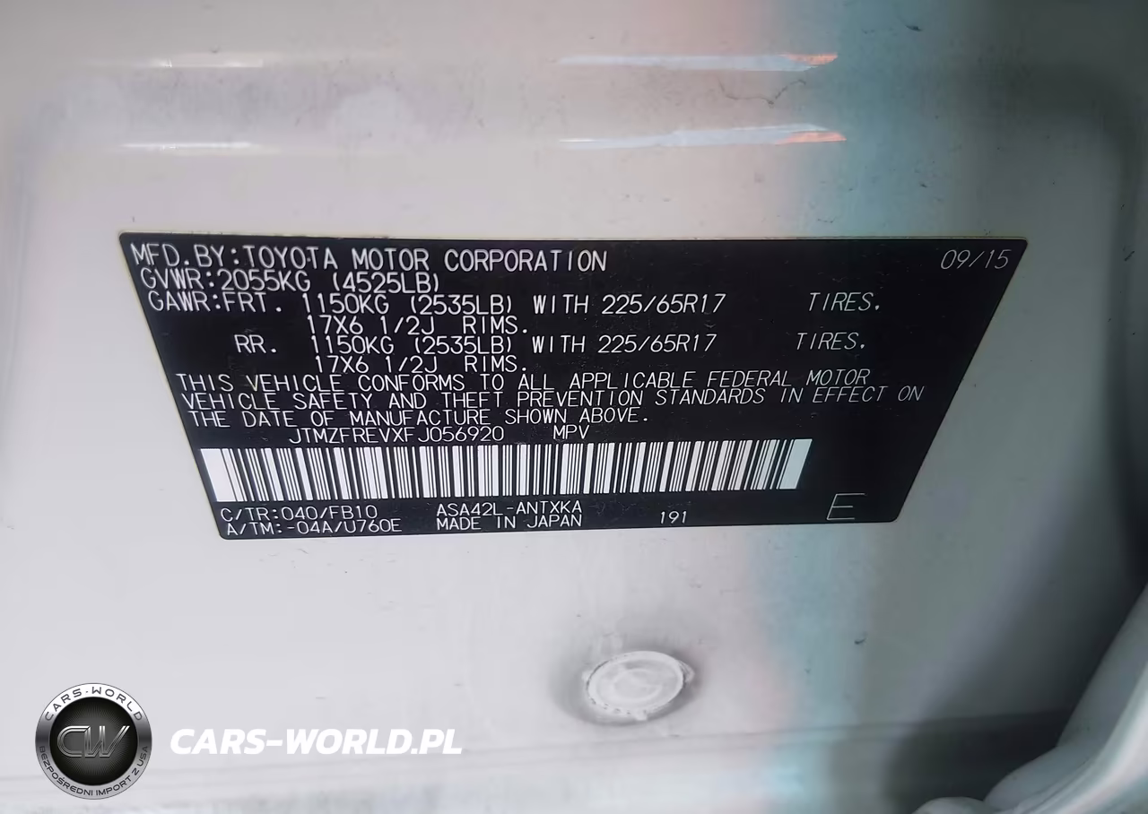 2015 Toyota Rav4 Le VIN:JTMZFREVXFJ056920 - 9