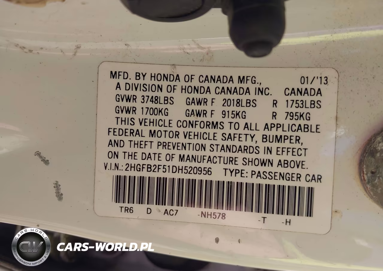 2013 Honda Civic Lx VIN:2HGFB2F51DH520956 - 9