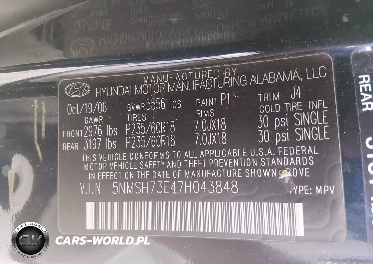 2007 Hyundai Santa Fe Limited-Se VIN:5NMSH73E47H043848 - 9