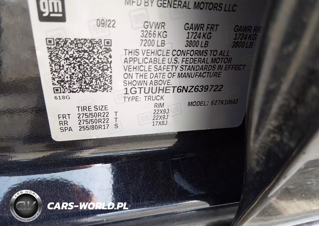 2022 GMC Sierra 1500 4Wd Short Box Denali Ultimate VIN:1GTUUHET6NZ639722 - 9
