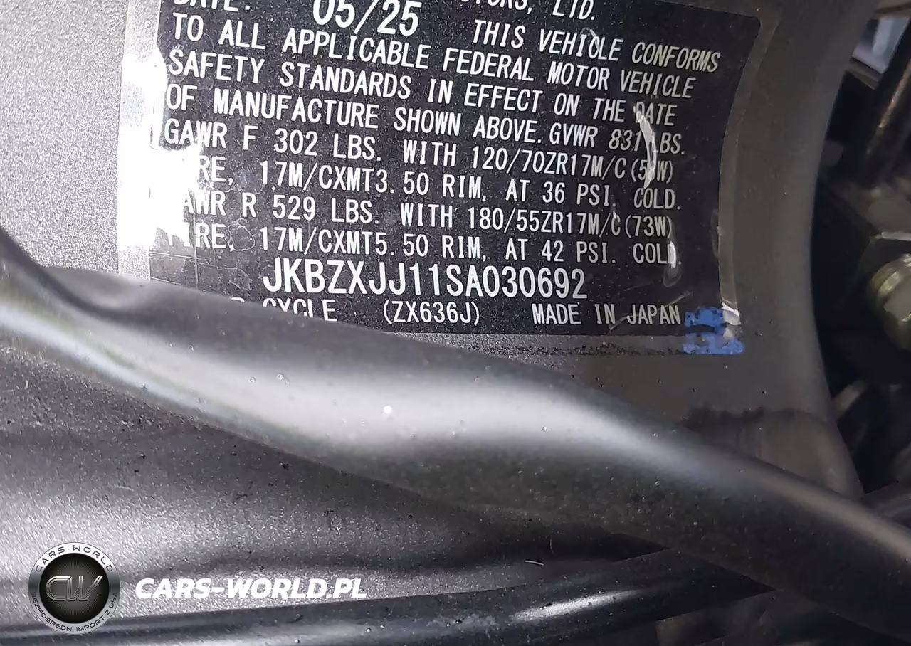 2025 Kawasaki Zx636 K VIN:JKBZXJJ11SA030692 - 10